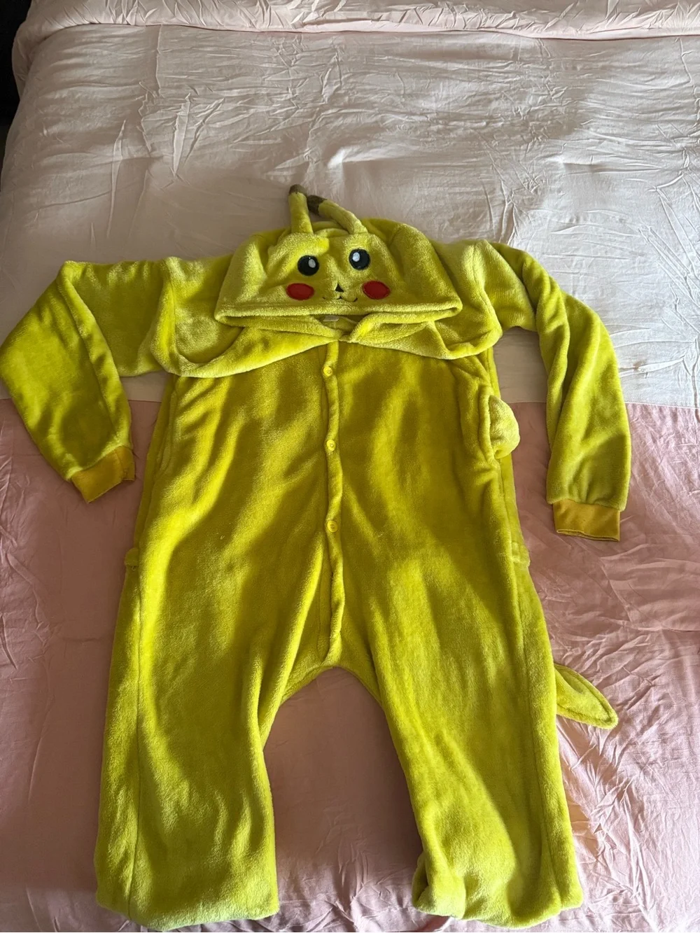 Kids (Size 12/14) Yellow Pikachu-Inspired Hooded Pajama Onesie